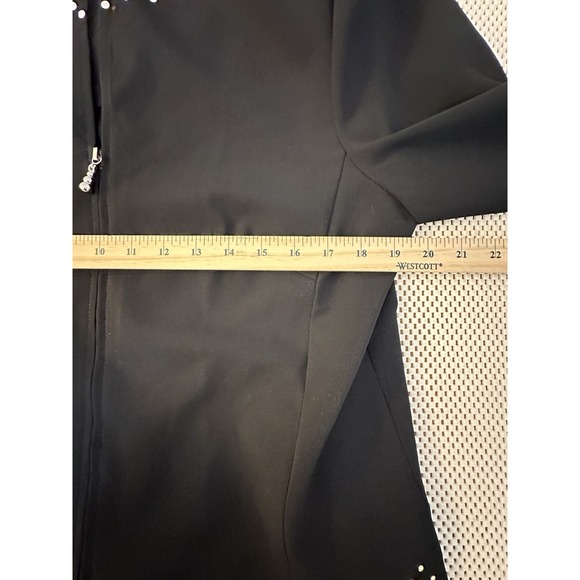 VTG Bob Mackie Studio Black Blazer Women Size 14 Zip Front Studded Career Office - Picture 4 of 9